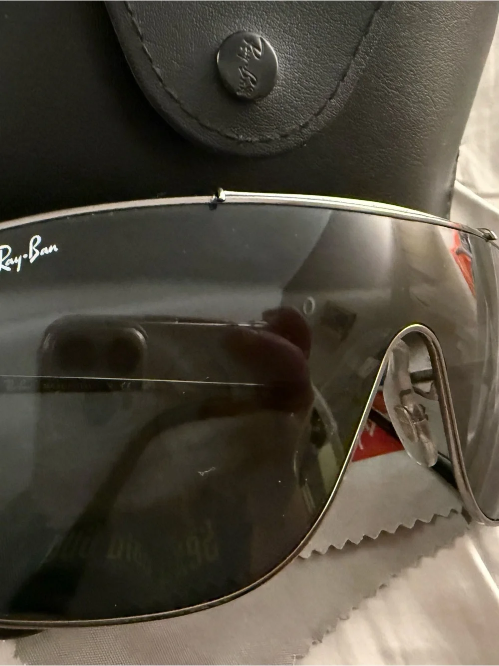 Ray-Ban Wings II Black Shield Sunglasses with Silver Accents